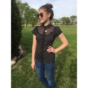 Loft Sheer Button Up Blouse
