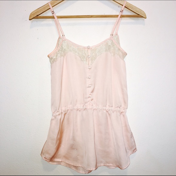 Light pink camisole with lace and button detail