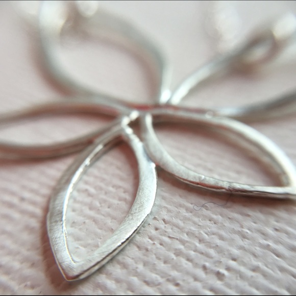 Lotus Marquise Matte Sterling Silver Necklace - Picture 3 of 4