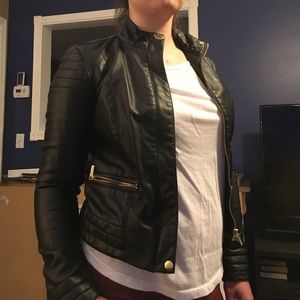 Last chance! Faux Leather Jacket with Gold Detail