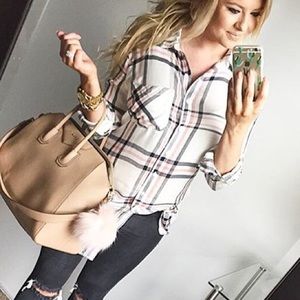 Plaid long tunic top or dress cover up