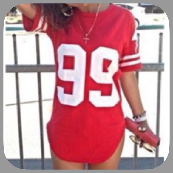 Boutique Tops - NWT Super Sexy Red Football Tee Shirt/Tunic
