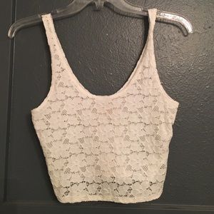 White lace Hollister crop top!!