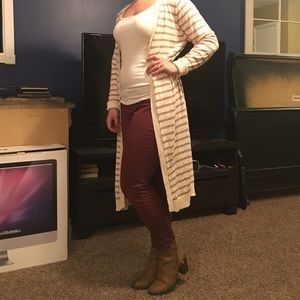 Long Striped Cardigan