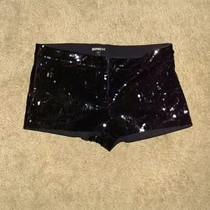 Club ready black sequin short shorts