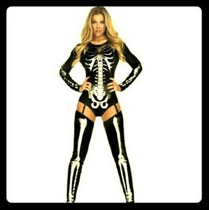 Sexy Skeleton costume. Bodysuit and thigh-highs.