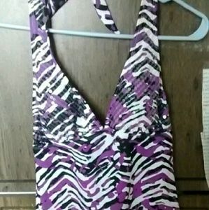 Black and pink zebra print/sequin swimsuit top nwt