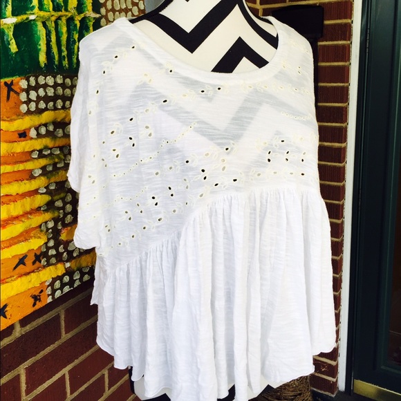 Free People Tops - Free People Ivory Baby Doll Eyelet Top