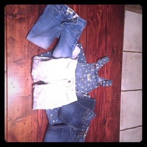 Bundle baby girl skinny jeans and one overalls