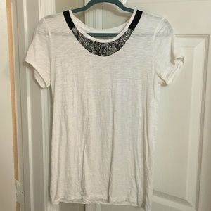 Ann Taylor Loft jeweled neckline tee