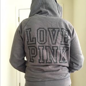 VS PINK Gray Zip Up Hoodie