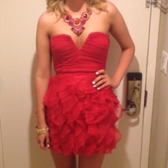 Red Ruffle BCBGMaxAria Cocktail Dress