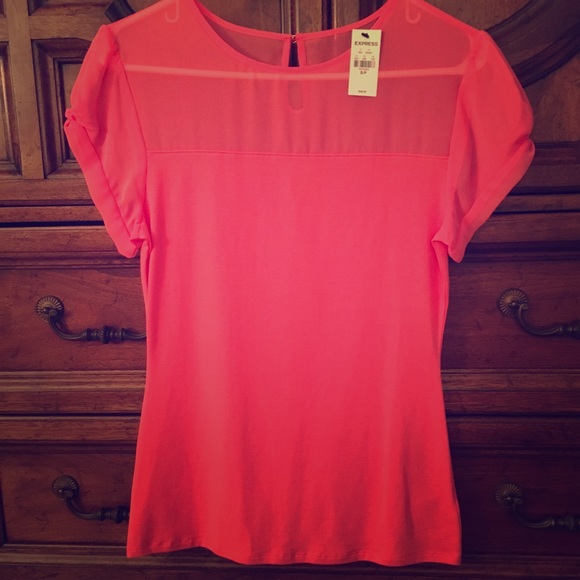 Express Coral crew neck shirt.
