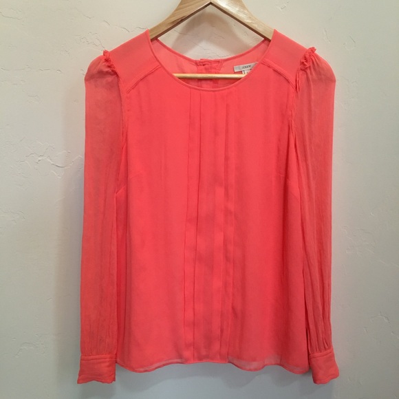 J.Crew Silk Pintuck Blouse (Neon Rose) - Picture 2 of 4
