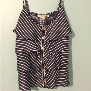 Silk stripped top.