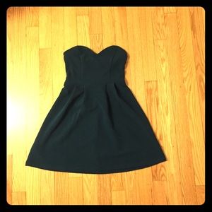 Forest green strapless dress