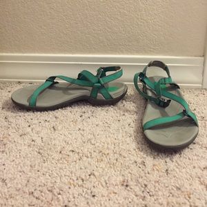 Teva shoes with real straps and gray foam sole