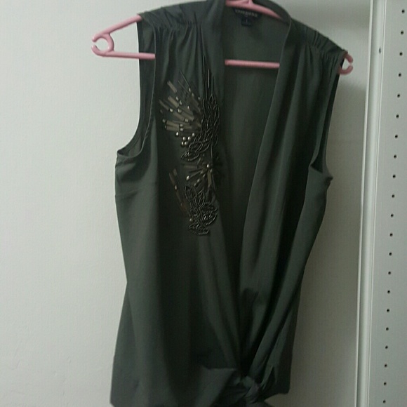 Olive embroidery Banana Republic Top