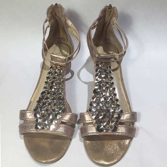 Enzo Angiolini Rose Gold Embellished Sandals