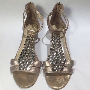 Enzo Angiolini Rose Gold Embellished Sandals
