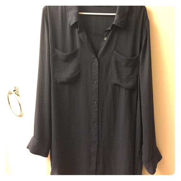 gray button down blouse. 2x