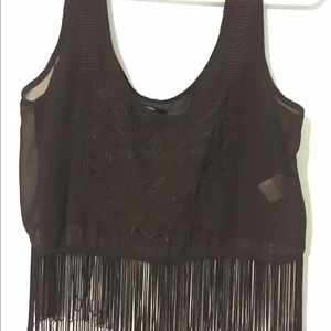 Black fringe crop top.