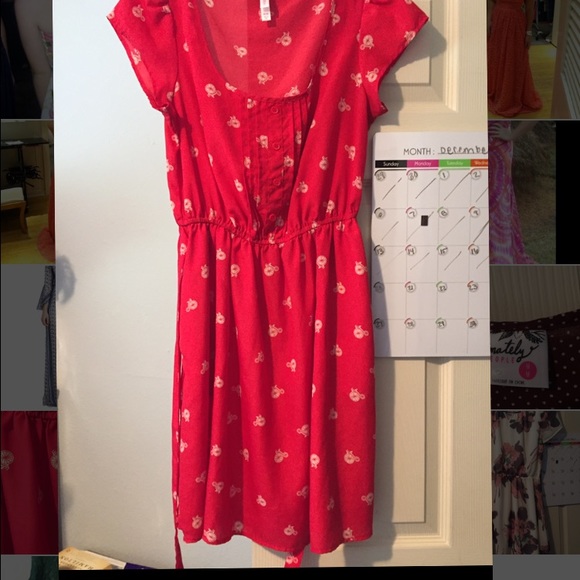 Red bicycle dress
