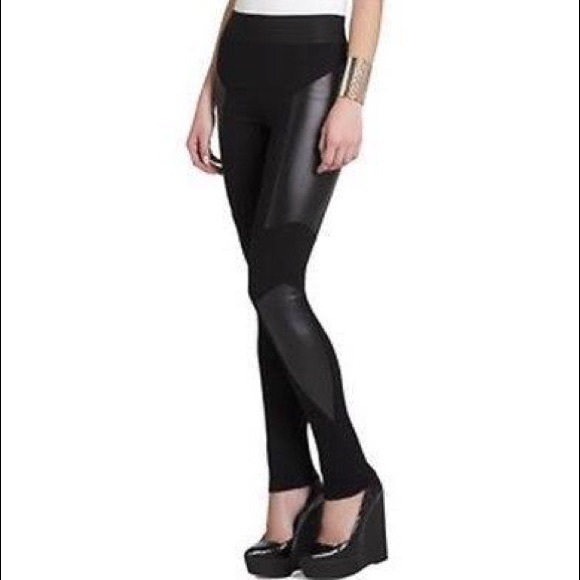 BCBGMaxAzria Pants - BCBG Faux Leather Panel Leggings