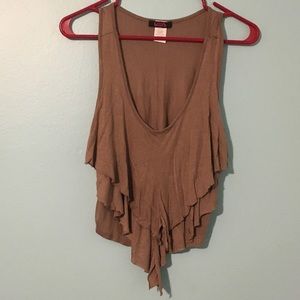 Brown ruffled crop top.