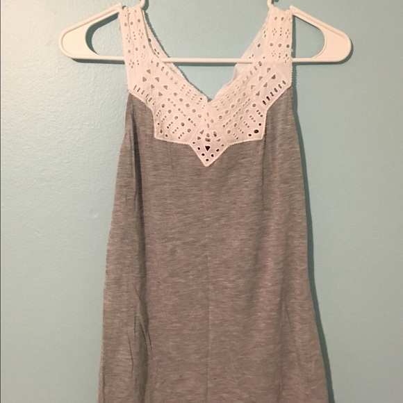 Grey embroidered top.