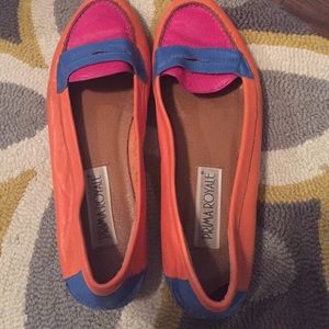Multi colored comfortable flats. Size 10.