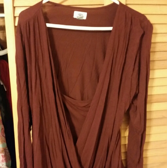 Long sleeve faux wrap shirt