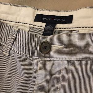 Men's seersucker navy and white shorts