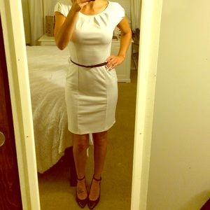 White fitted work dress