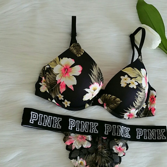 Beautifu Pink Vs Push Up  Bra 32D  / Panty size M - Picture 2 of 2