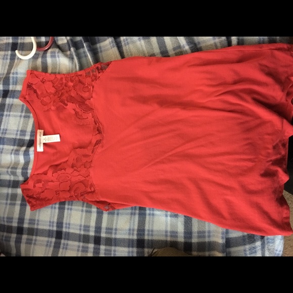 Red tank with lace