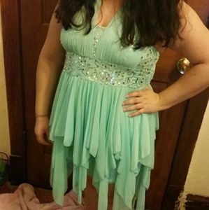Mint green prom dress