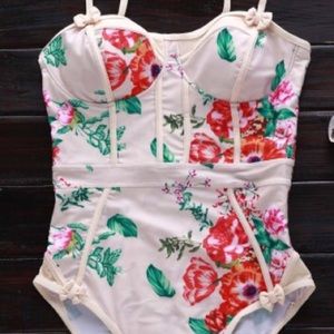 Cute flowery one-piece bathing suit