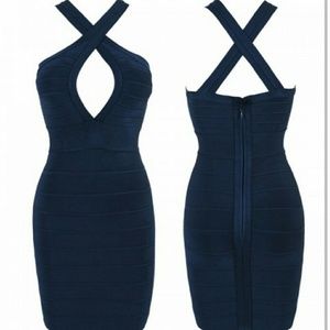 Herve Leger NAVY Blue Bandage Dress.