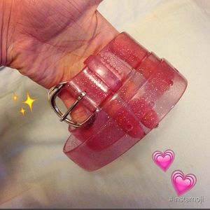 Sparkly Pink Heart Belt Plastic Kawaii Glitter