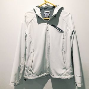 Large white raincoat