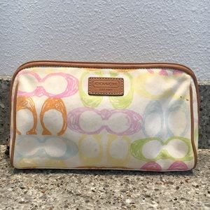 Coach Multi-Color "C" Makeup/Cosmetics Bag