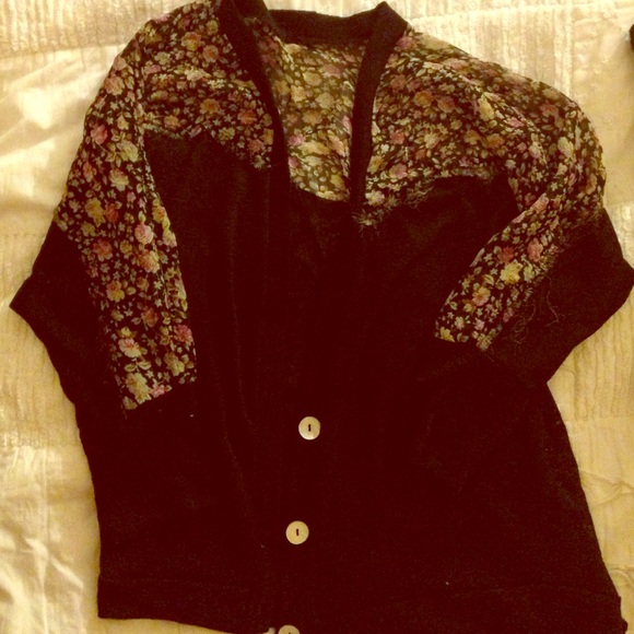 Black Floral Cardigan