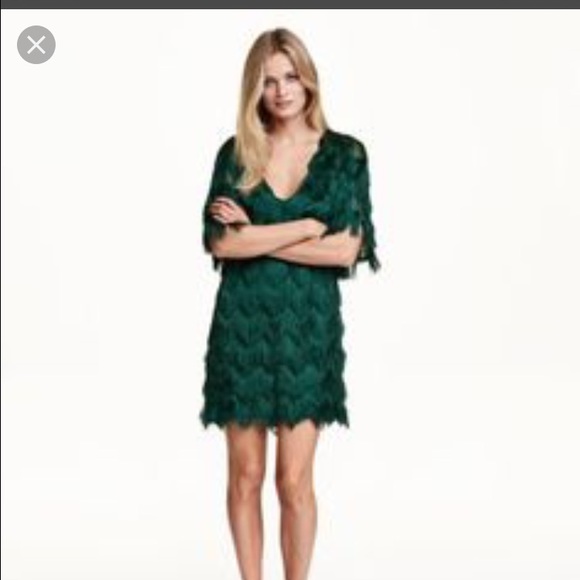 H&M Army Green Fringe Dress