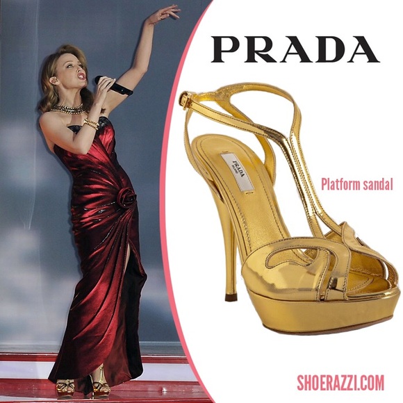 Prada Leather T-Strap platform Sandals G.Metallic - Picture 4 of 4