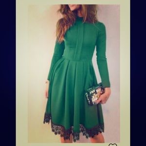 NWOT Lacework Stand Collar Long Sleeves Dress