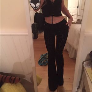 Kendall & Kylie High waisted Velvet Flare Pants