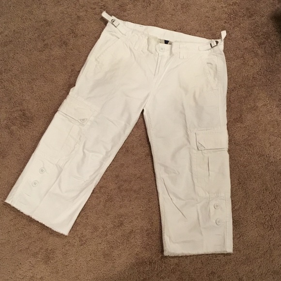 LUCKY BRAND WHITE CROP CARGO PANTS