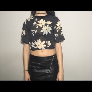 Sheer floral crop top