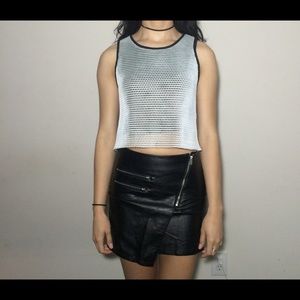White fishnet crop top